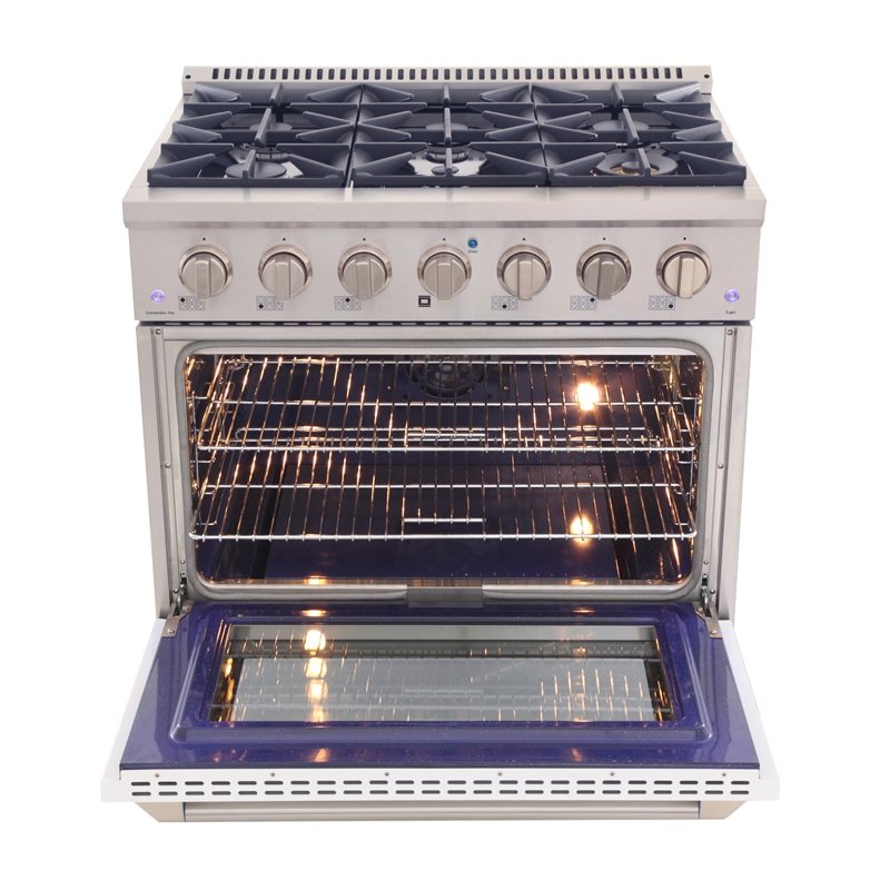 36 in. 5.2 cu. ft Dual Fuel Range for Natural Gas Sealed Burners in White.