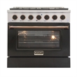 36 in. 5.2 cu. ft. Dual Fuel Range for Propane Gas in Rose Handle & Ring Knobs.