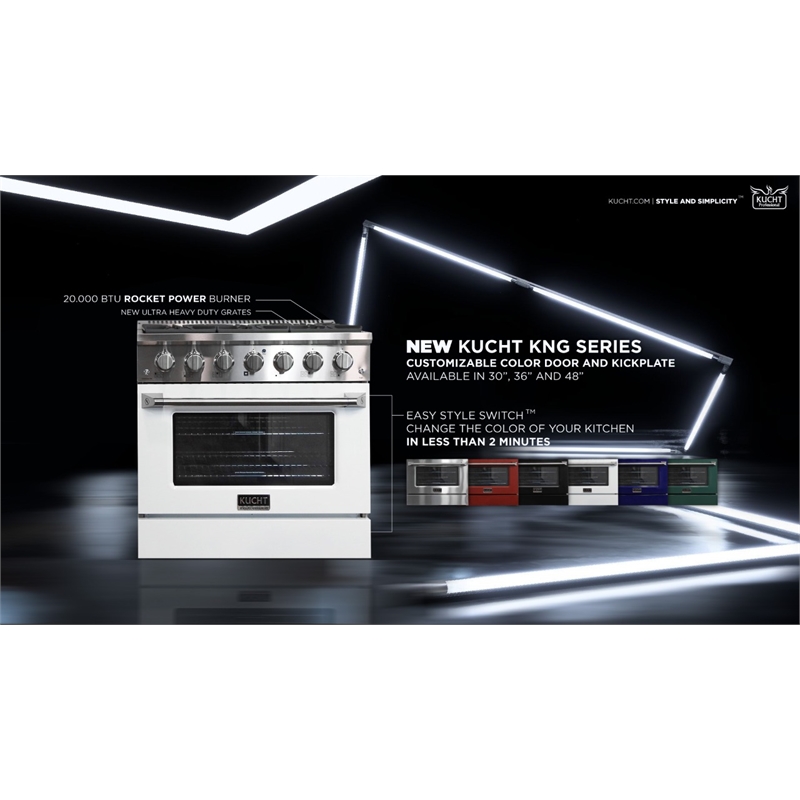 36 in. 5.2 cu. ft. Dual Fuel Range for Propane Gas in Rose Handle & Ring Knobs.