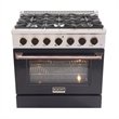 36 in. 5.2 cu. ft. Dual Fuel Range for Propane Gas in Rose Handle & Ring Knobs.
