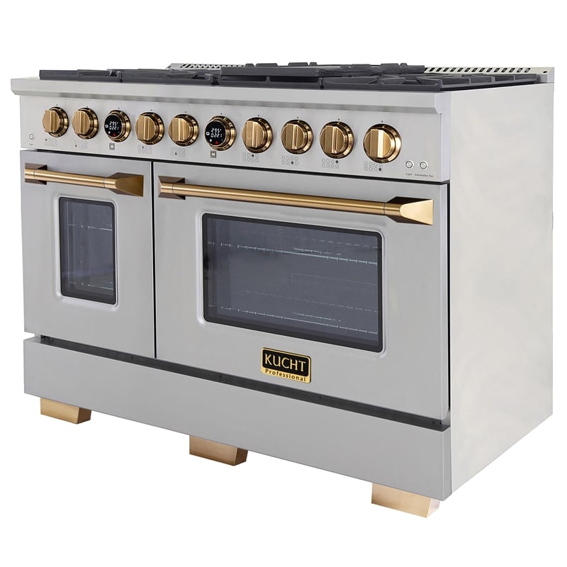 48 in. 6.7 cu. ft. 8 Burners Dual Fuel Range for Propane Gas in Stainless Steel.