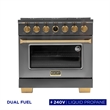 36 in. 5.2 cu. ft. Dual Fuel Range for Propane Gas in Dark Stainless.