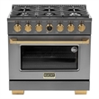 36 in. 5.2 cu. ft. Dual Fuel Range for Propane Gas in Dark Stainless.