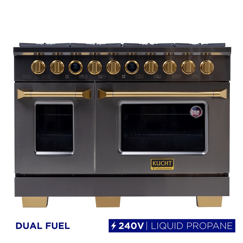 48 in. 8 Burners Dual Fuel Range for Propane Gas in Dark Stainless Steel