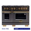 48 in. 8 Burners Dual Fuel Range for Propane Gas in Dark Stainless Steel