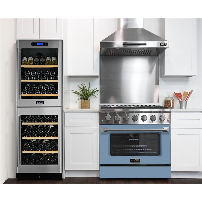 36 in. 5.2 cu. ft. Natural Gas Range with Convection Oven in Light Blue