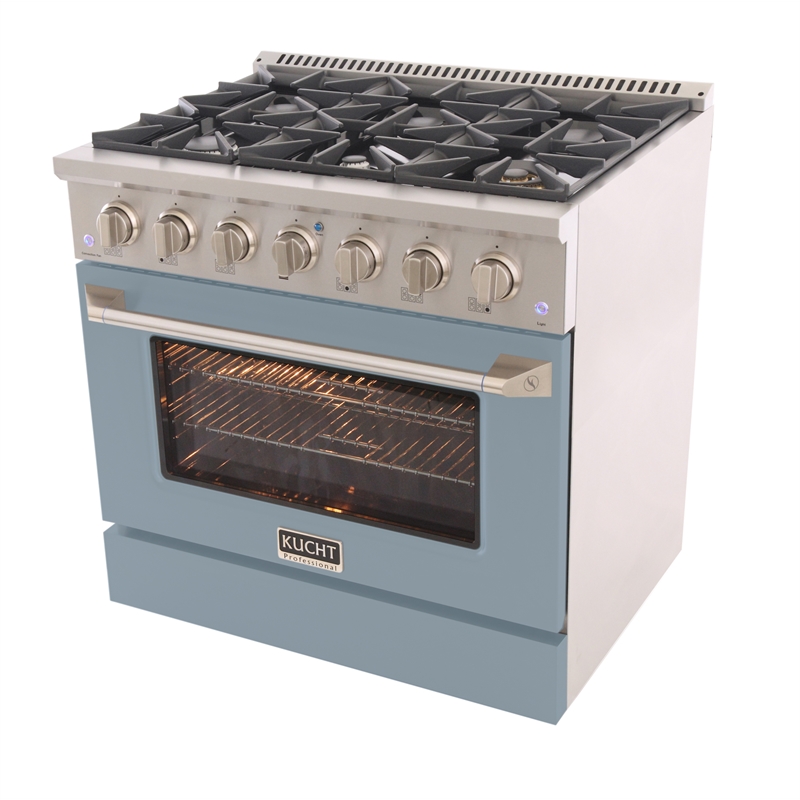 36 in. 5.2 cu. ft. Natural Gas Range with Convection Oven in Light Blue