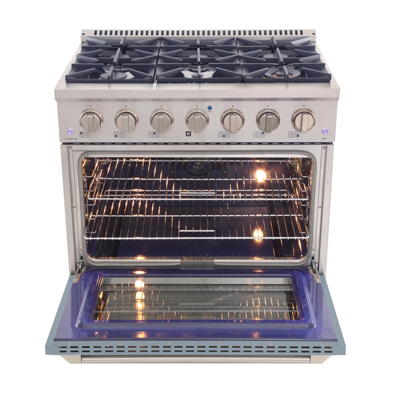 36 in. 5.2 cu. ft. Natural Gas Range with Convection Oven in Light Blue