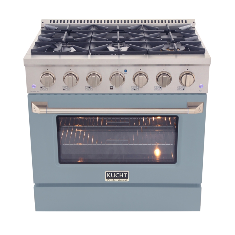 36 in. 5.2 cu. ft. Natural Gas Range with Convection Oven in Light Blue