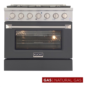 36 in. 5.2 cu. ft. Natural Gas Range with Convection Oven in Cement Gray