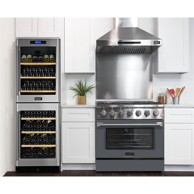 36 in. 5.2 cu. ft. Propane Gas Range with Convection Oven in Cement Gray