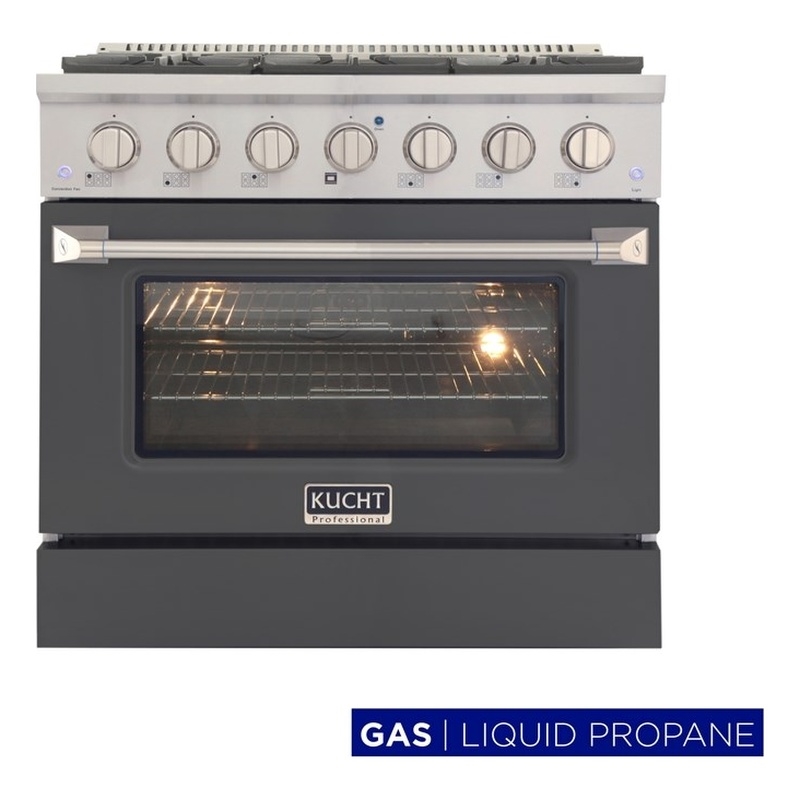 36 in. 5.2 cu. ft. Propane Gas Range with Convection Oven in Cement Gray