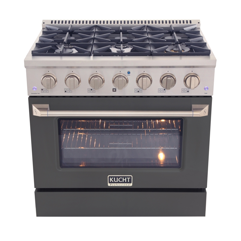 36 in. 5.2 cu. ft. Propane Gas Range with Convection Oven in Cement Gray