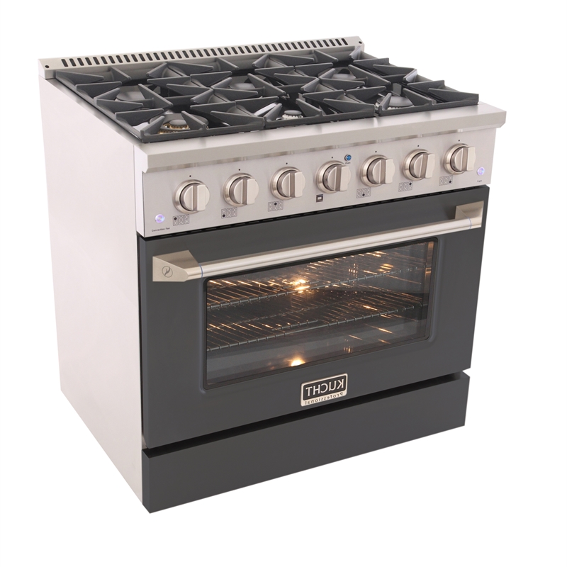 36 in. 5.2 cu. ft. Propane Gas Range with Convection Oven in Cement Gray