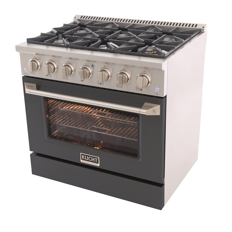 36 in. 5.2 cu. ft. Propane Gas Range with Convection Oven in Cement Gray