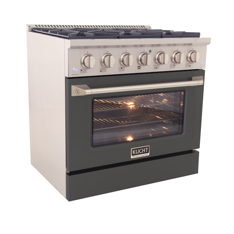 36 in. 5.2 cu. ft. Propane Gas Range with Convection Oven in Cement Gray