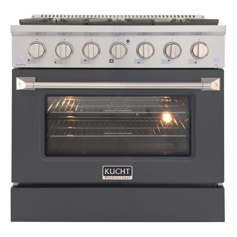 36 in. 5.2 cu. ft. Propane Gas Range with Convection Oven in Cement Gray