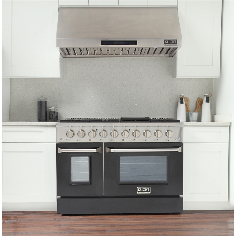 48 in. 6.7 cu. ft. Dual Fuel Range for Propane Gas in Black