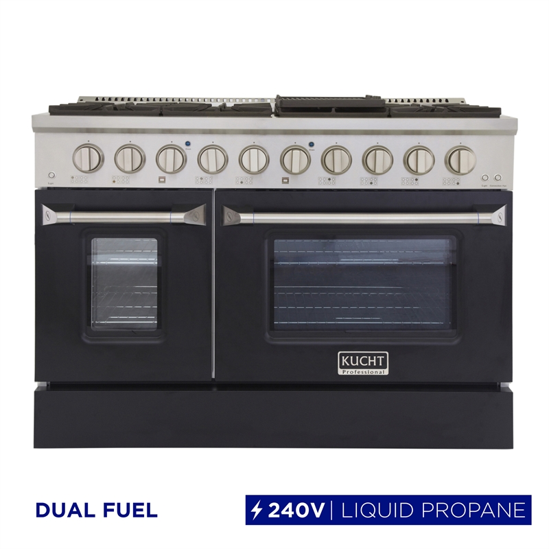 48 in. 6.7 cu. ft. Dual Fuel Range for Propane Gas in Black