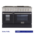 48 in. 6.7 cu. ft. Dual Fuel Range for Propane Gas in Black