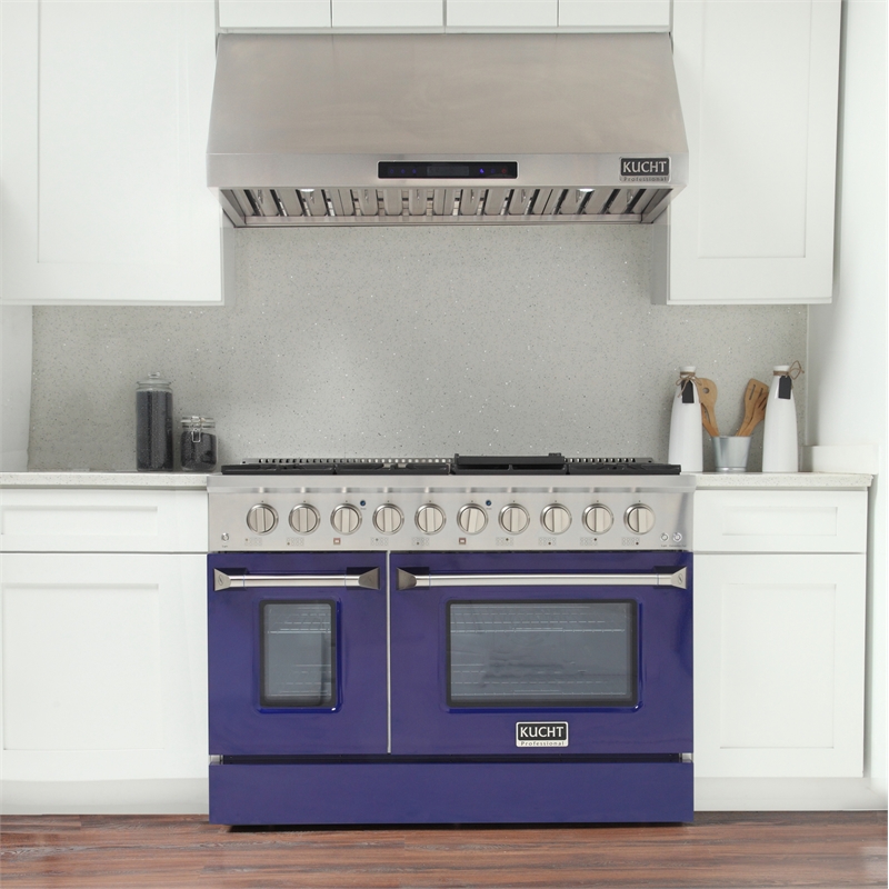 48 in. 6.7 cu. ft. Dual Fuel Range for Propane Gas in Blue