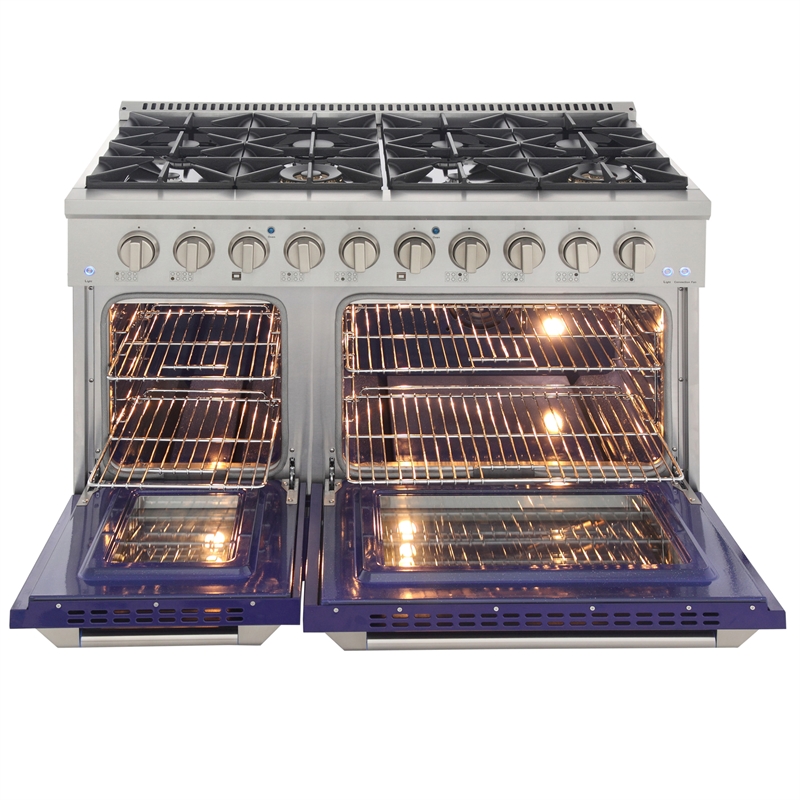 48 in. 6.7 cu. ft. Dual Fuel Range for Propane Gas in Blue