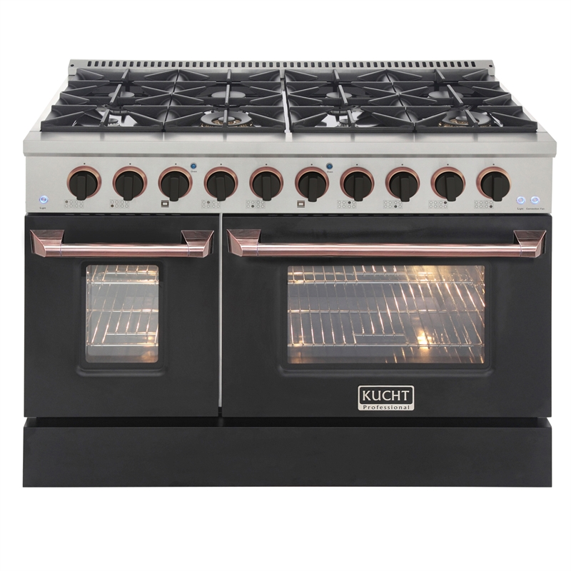 48 in. 6.7 cu. ft. Dual Fuel Range for Propane Gas in Black and Rose Gold