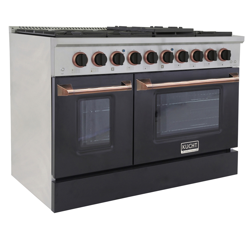 48 in. 6.7 cu. ft. Dual Fuel Range for Propane Gas in Black and Rose Gold