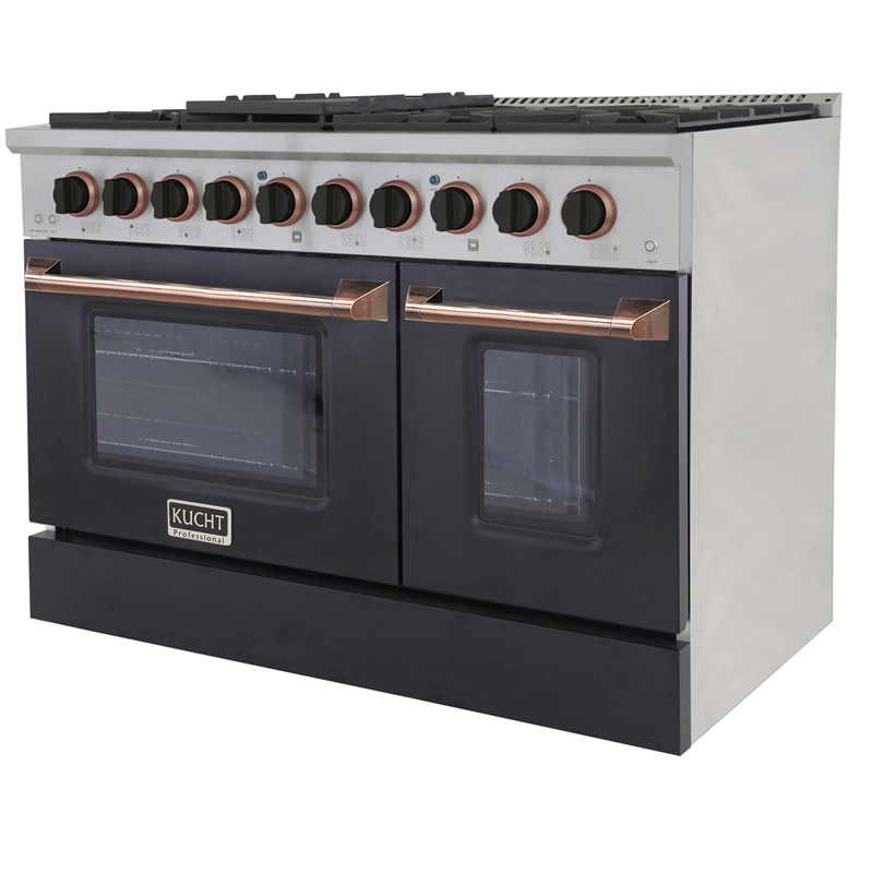 48 in. 6.7 cu. ft. Dual Fuel Range for Propane Gas in Black and Rose Gold
