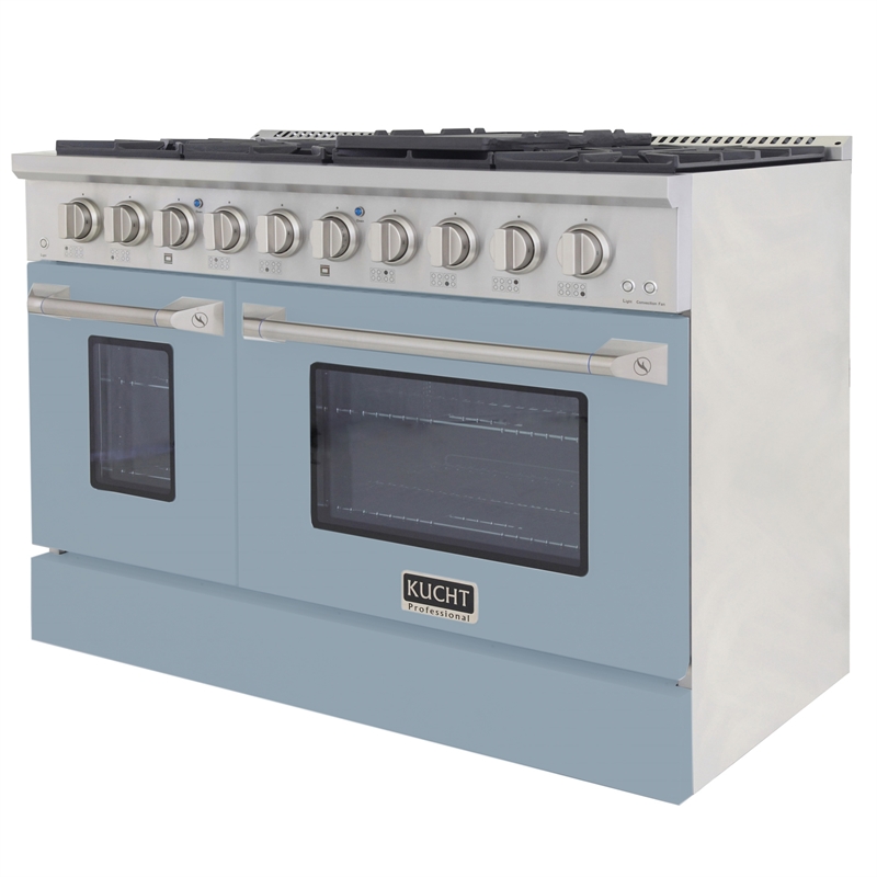 48 in. 6.7 cu. ft. Dual Fuel Range for Propane Gas in Light Blue