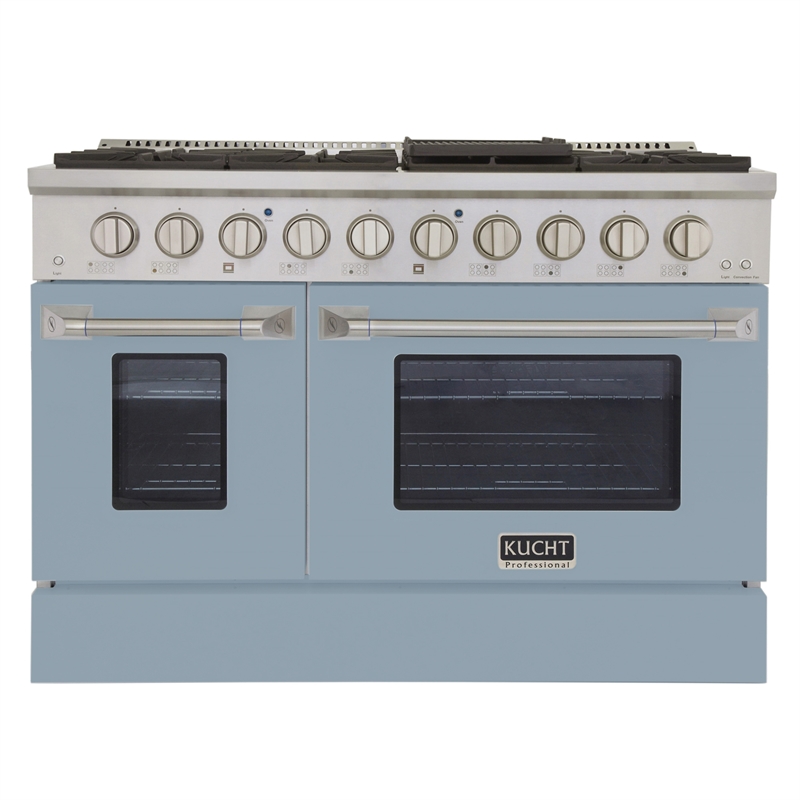 48 in. 6.7 cu. ft. Dual Fuel Range for Propane Gas in Light Blue