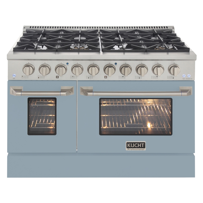 48 in. 6.7 cu. ft. Dual Fuel Range for Propane Gas in Light Blue