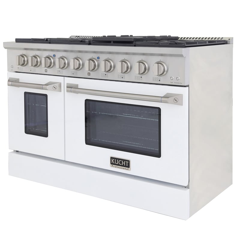 48 in. 6.7 cu. ft. Dual Fuel Range for Propane Gas in White