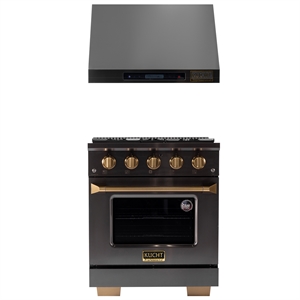 Gemstone 30 in. 4.2 cu. ft. 4-Burners Natural Gas   + Under Cabinet Range Hood