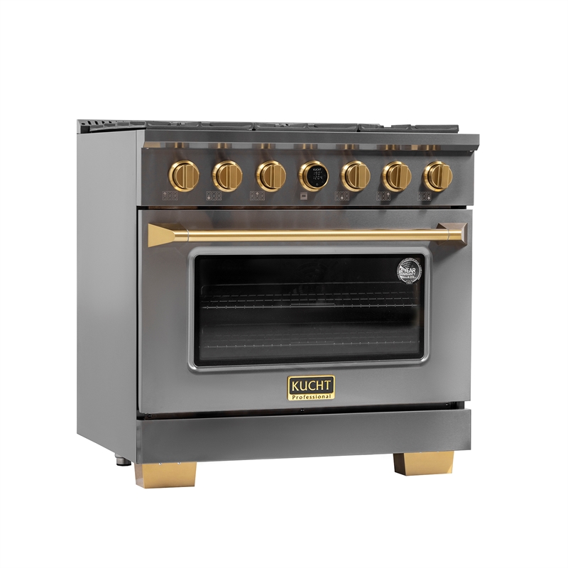 Dual Fuel Range Propane Gas in Titanium Stainless Steel Under Cabinet Range Hood