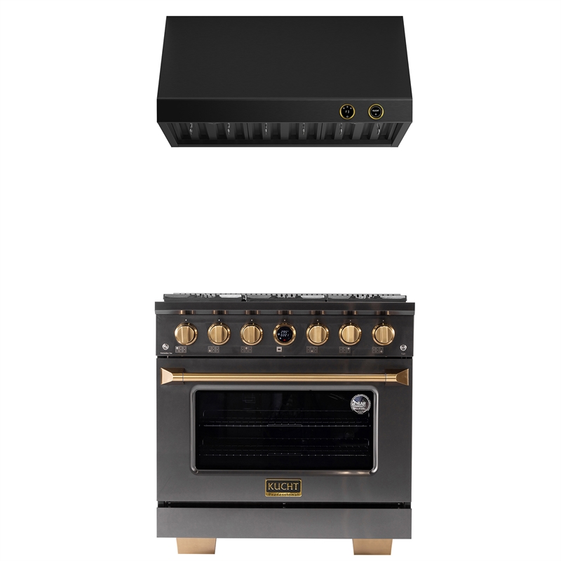Dual Fuel Range Propane Gas in Titanium Stainless Steel Under Cabinet Range Hood