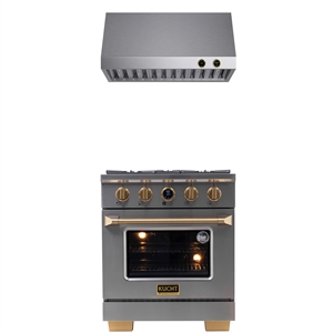 30 in. 4.2 cu. ft.  Dual Fuel Range for Propane Gas + Wall Mount Range Hood