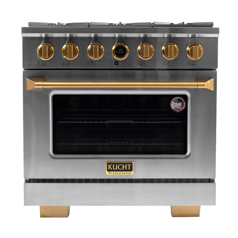 36 in. 5.2 cu. ft. Dual Fuel Range for Natural Gas + Under Cabinet Range Hood