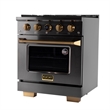 Dual Fuel Range Propane Gas in Titanium Stainless Steel + Wall Mount Range Hood