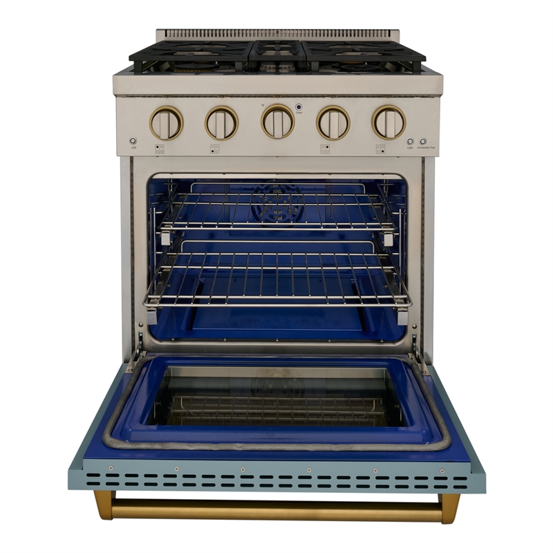 KUCHT Professional 30 - in Natural Gas Range in Light Blue with gold handle