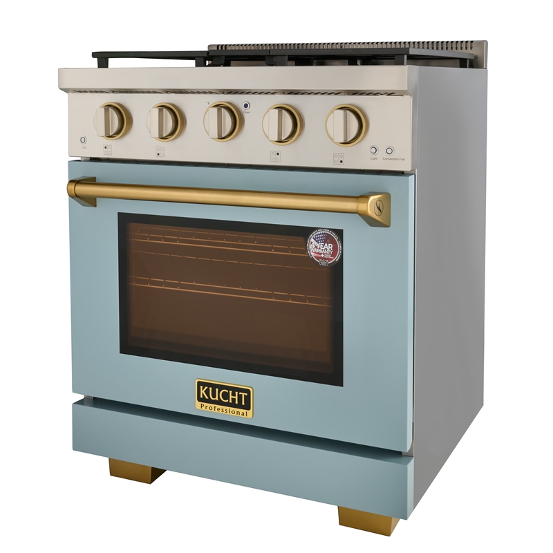 KUCHT Professional 30 - in Natural Gas Range in Light Blue with gold handle