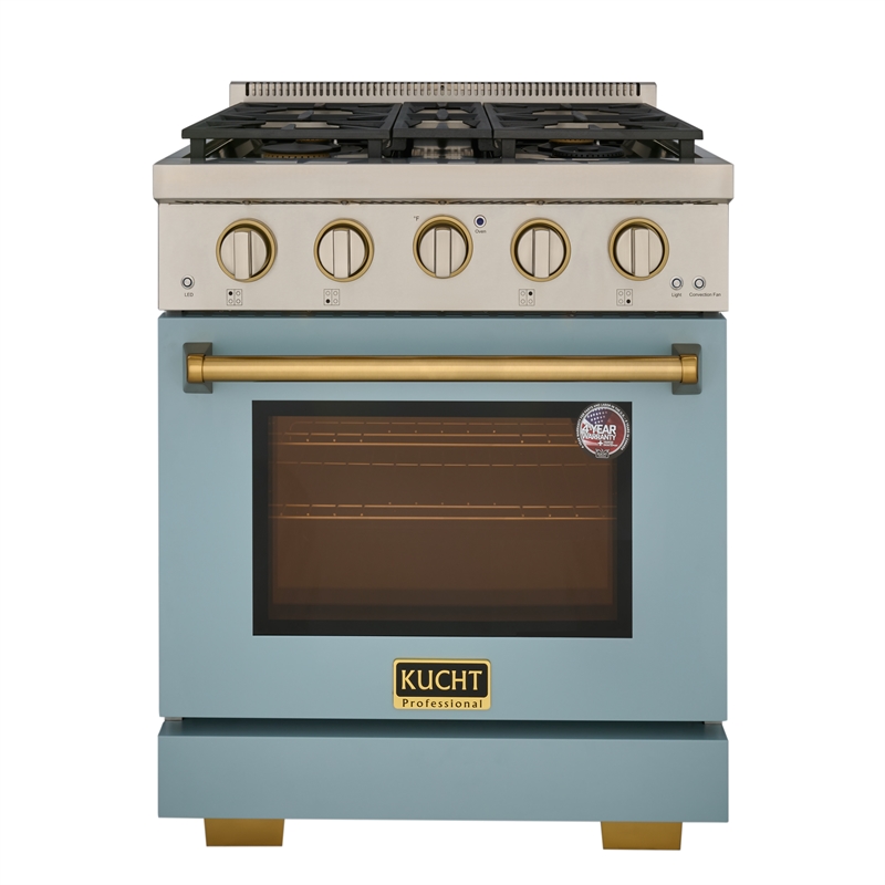 KUCHT Professional 30 - in Natural Gas Range in Light Blue with gold handle