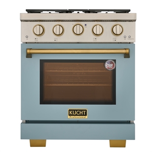 KUCHT Professional 30 - in Natural Gas Range in Light Blue with gold handle