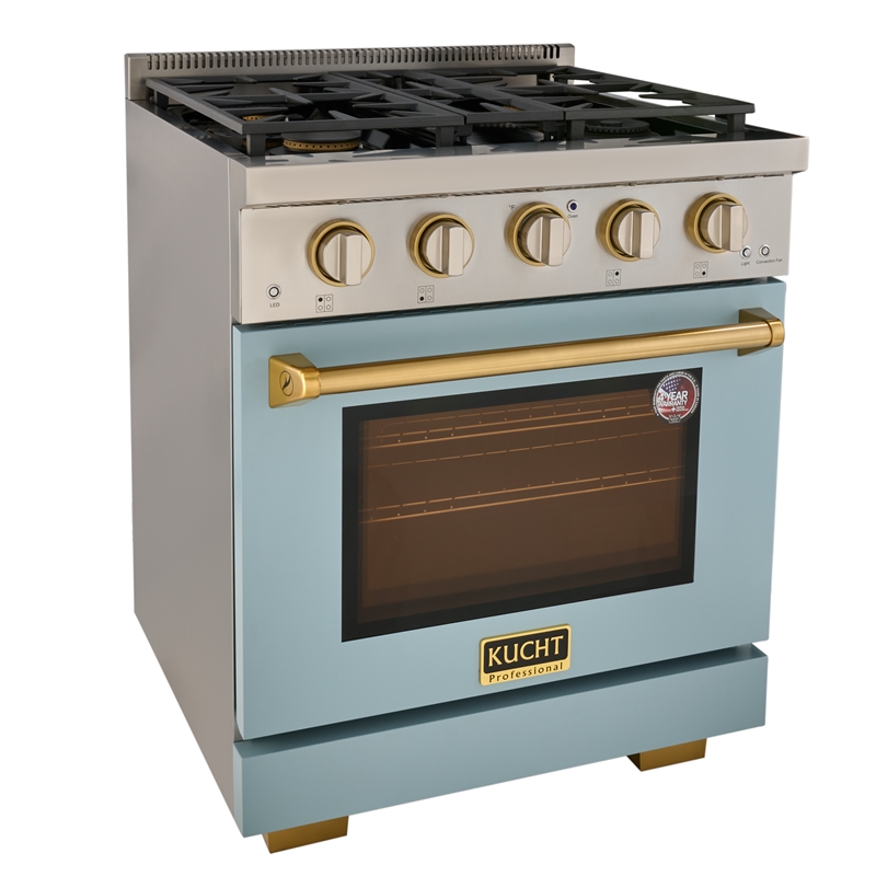 KUCHT Professional 30 - in Propane Gas Range in Light Blue with gold handle