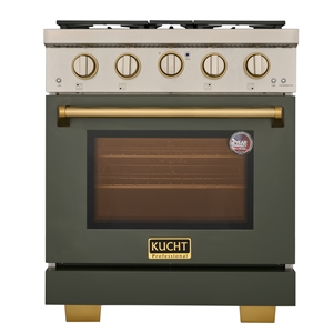 KUCHT Professional 30 - in Propane Gas Range in Olive Green with gold handle