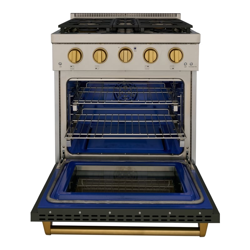 KUCHT Professional 30- in Propane Gas Range in Olive Green with gold knobs