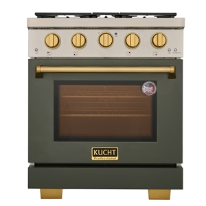 KUCHT Professional 30- in Propane Gas Range in Olive Green with gold knobs