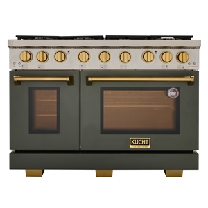 KUCHT Professional 48 in. Propane Gas Range in Olive Green with gold knobs