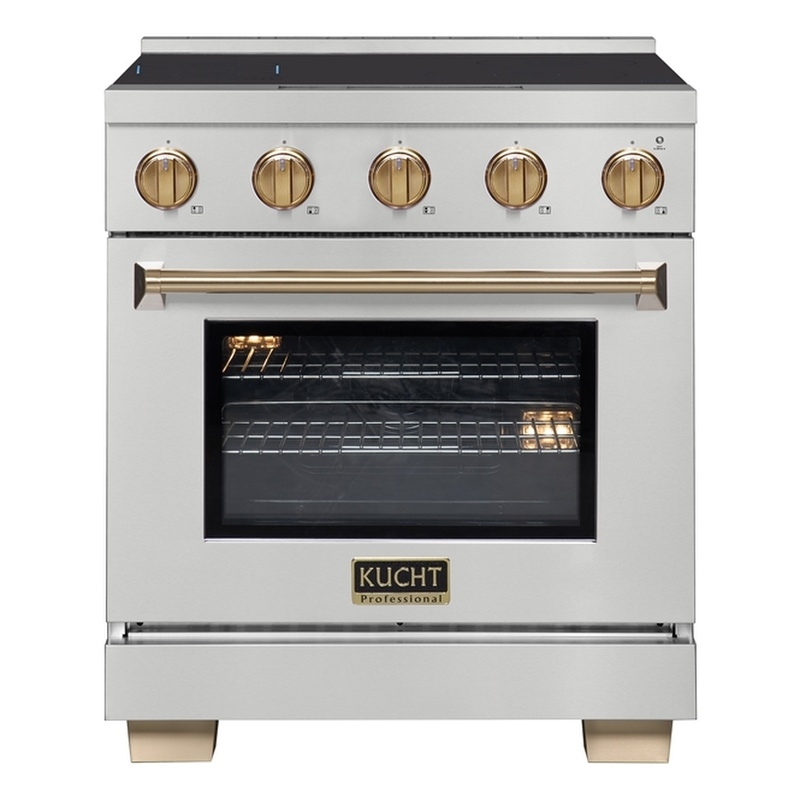 30 Inch Induction Range in Stainless Steel with Gold accents with 4 Elements and Bridge Zone