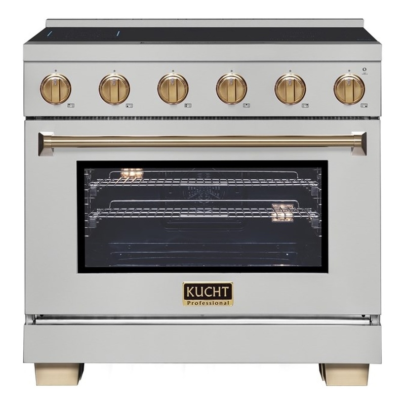 36 Inch Induction Range in Stainless Steel with Gold accents with 5 Elements and Bridge Zone
